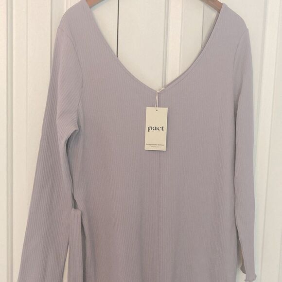 NEW Pact Organic Cotton Stretch Rib Jazz Maternity Dress Lilac Purple size XXL - Picture 3 of 9
